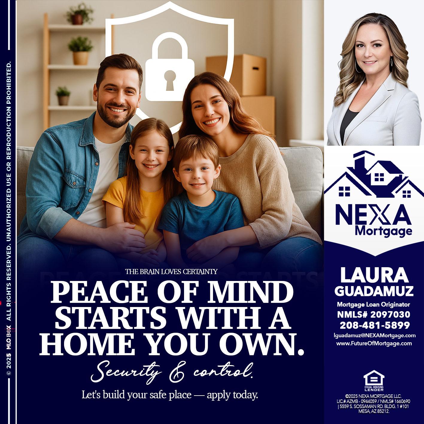 peace of mind - Laura Guadamuz -Mortgage Loan Originator