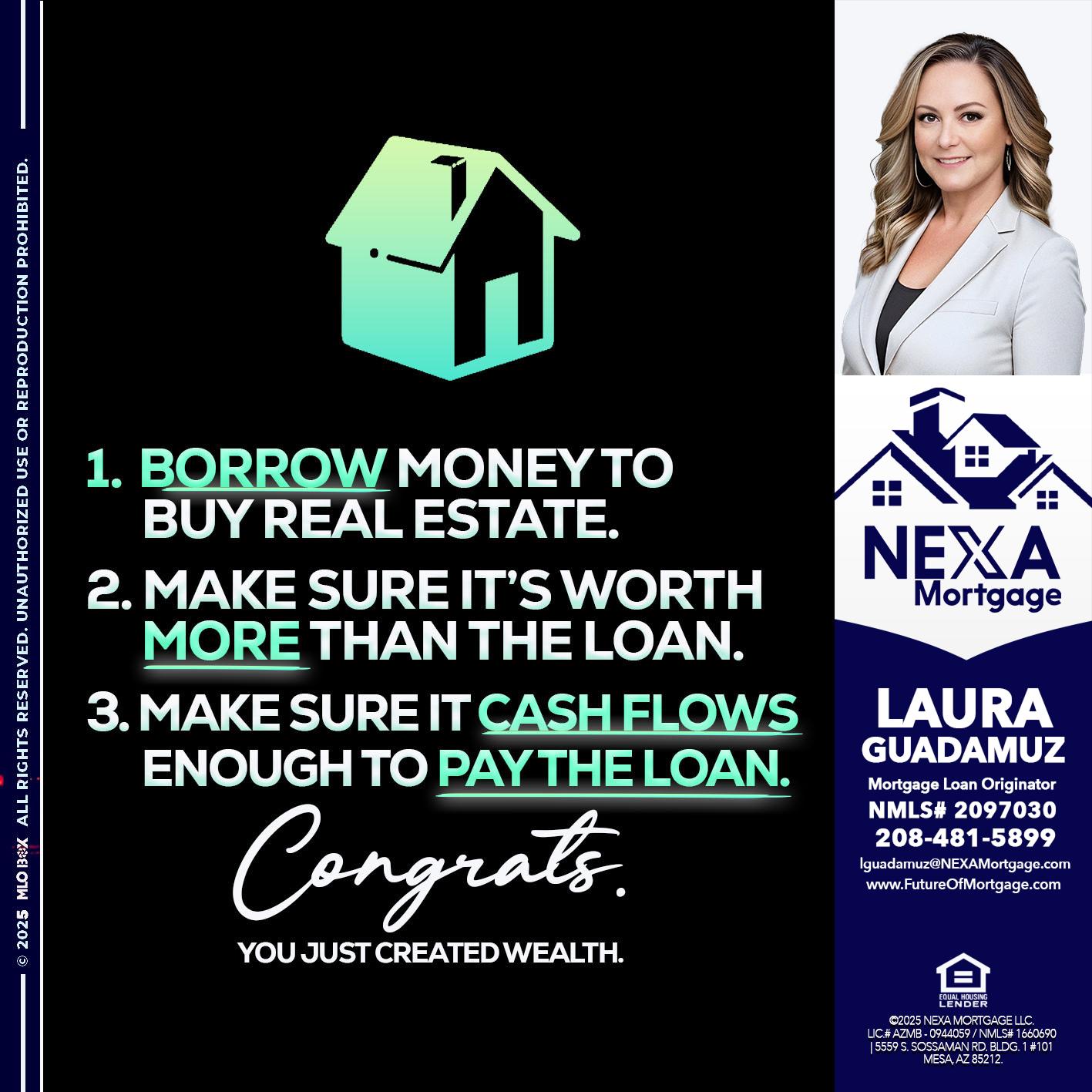 BORROW MONEY - Laura Guadamuz -Mortgage Loan Originator